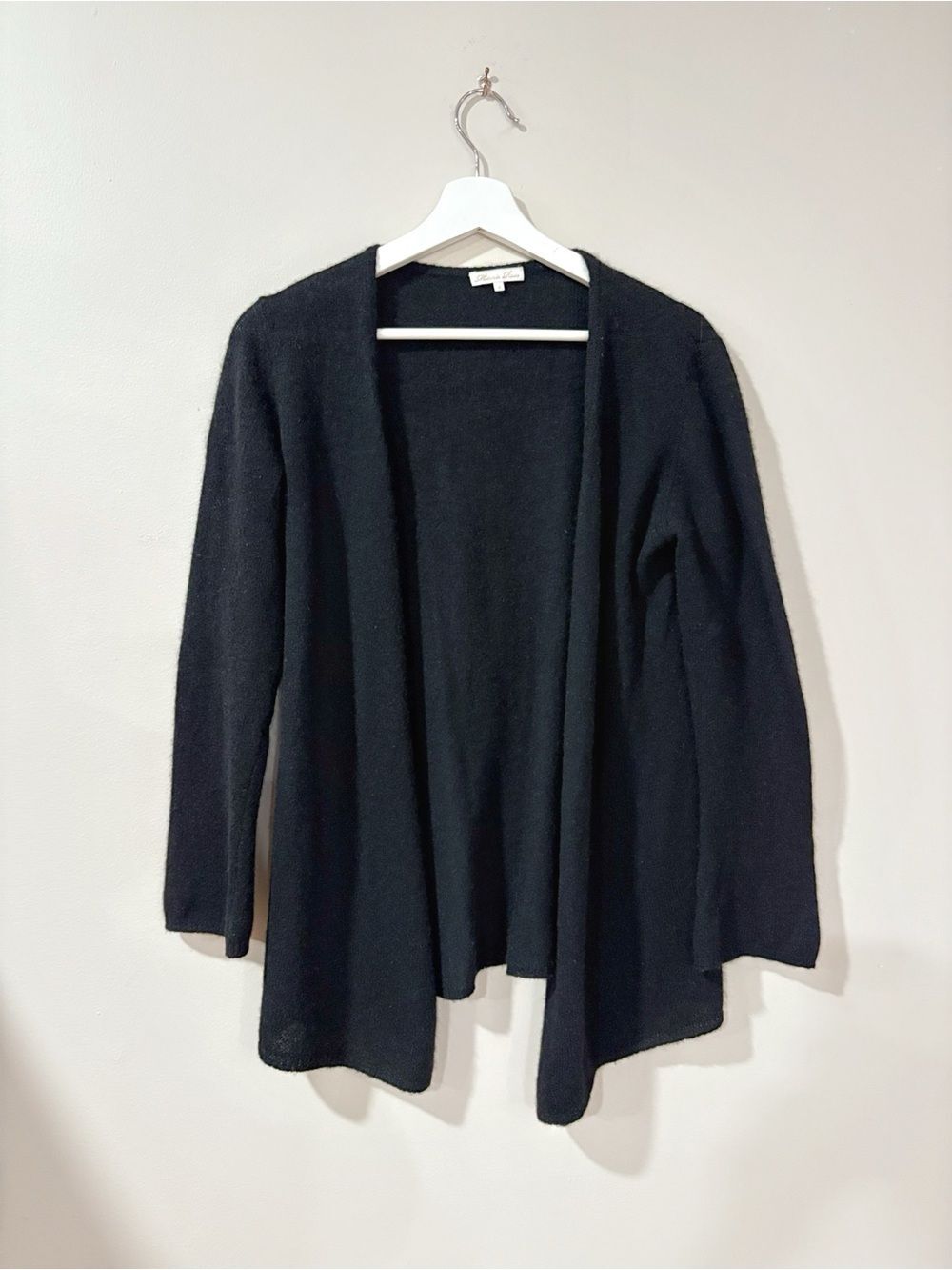 Minnie Rose Cashmere Cardigan Sweater S Black Open Front Quiet Luxury Chic